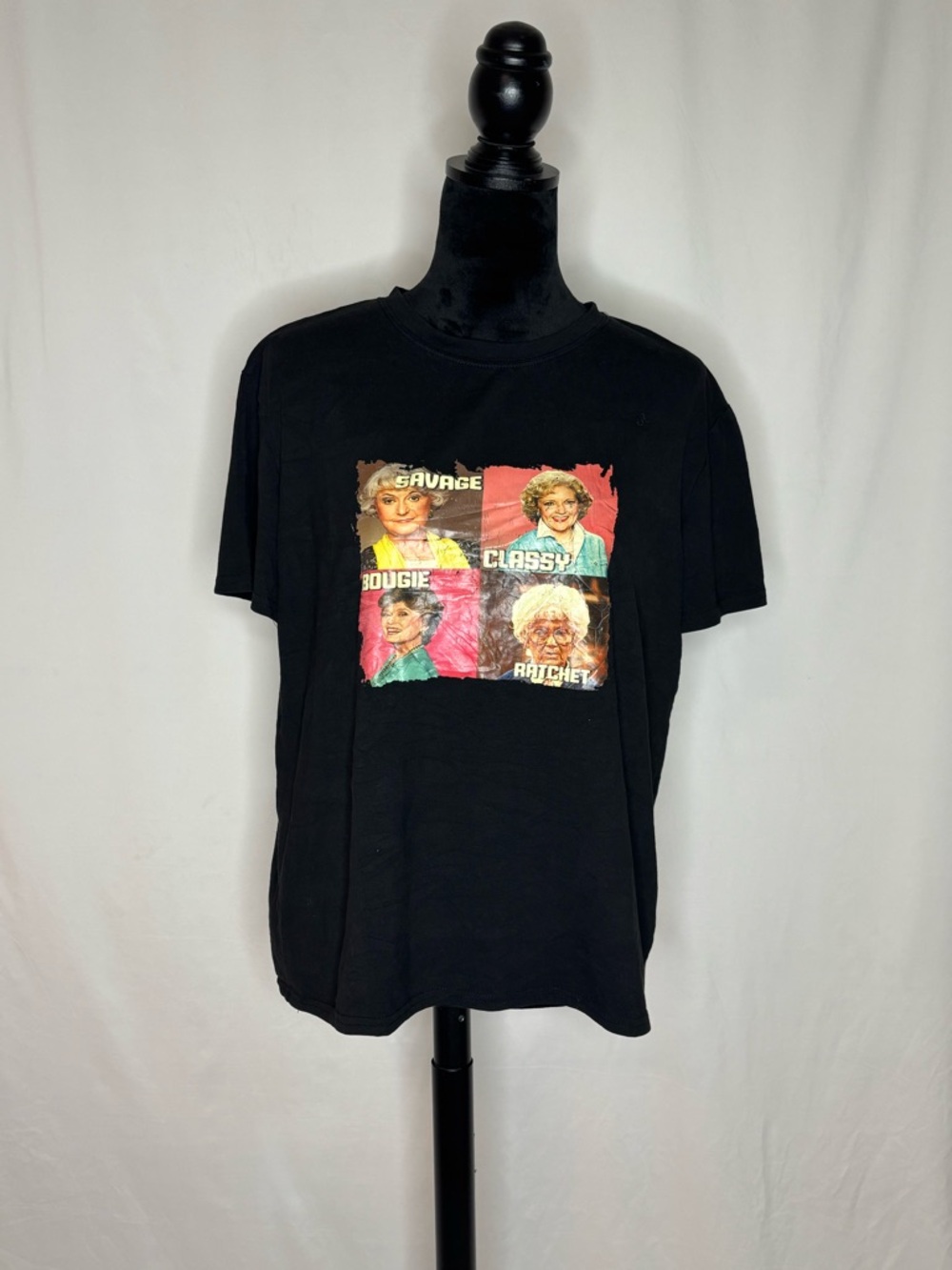 Black Graphic Crewneck T-Shirt - Vintage-Inspired Golden Girls